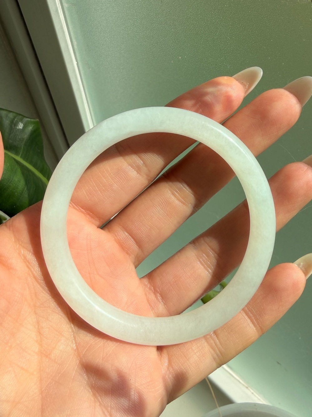 White Moonlight Jadeite Jade Bangle type A with certificate 56.4